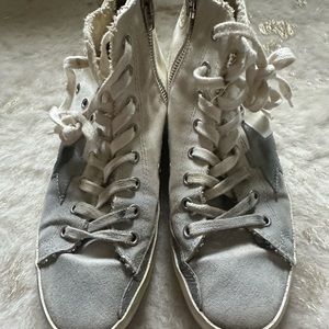 Golden goose sneakers, original, two toned, distressed, gray and white